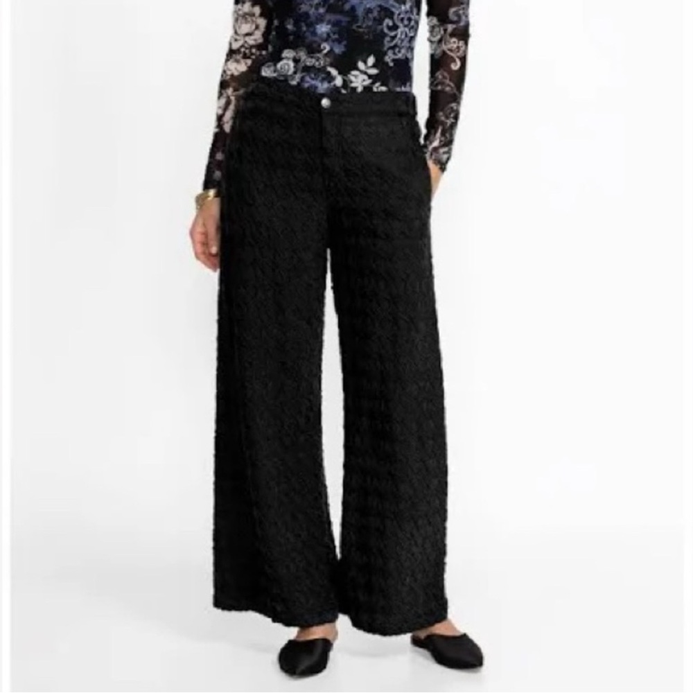 Johnny Was Biya Nwt Black Hiro Houndstooth High Waist Pant Size Xl Quiet Luxury